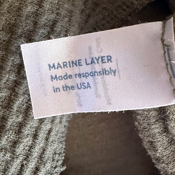 Marine Layer Men’s Waffle Knit Henley Long Sleeve Olive Green Shirt Size Medium - Picture 8 of 9